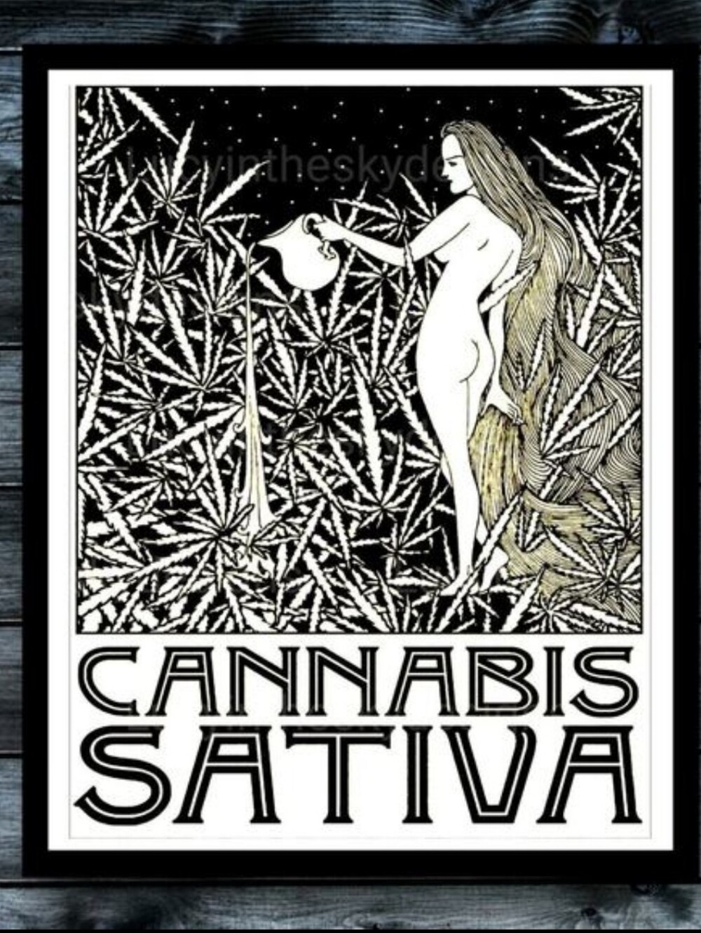 Cannabis Sativa Retro Art Deco Style Art Print Wall Decor